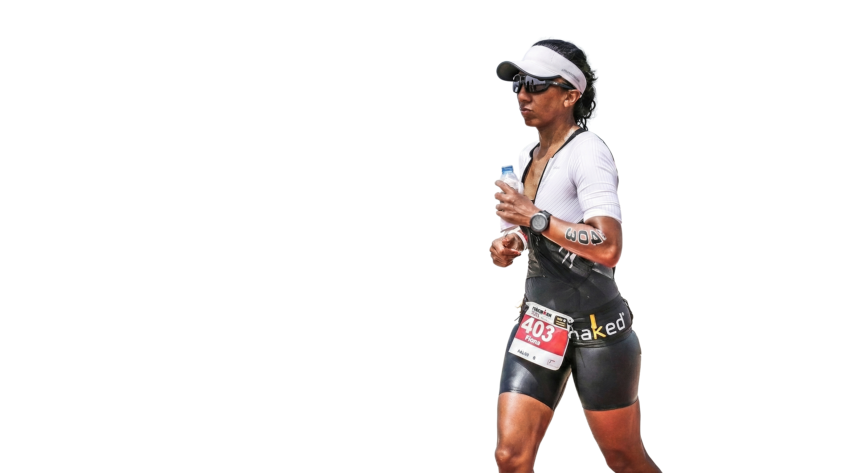 Fiona de Lanerolle competing in a triathlon